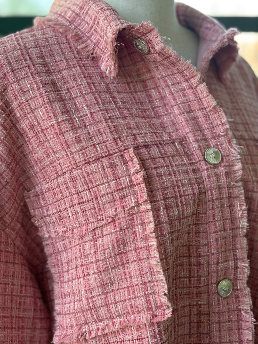 Davi&Dani Pink Tweed Shacket Large NWT - Picture 2 of 7